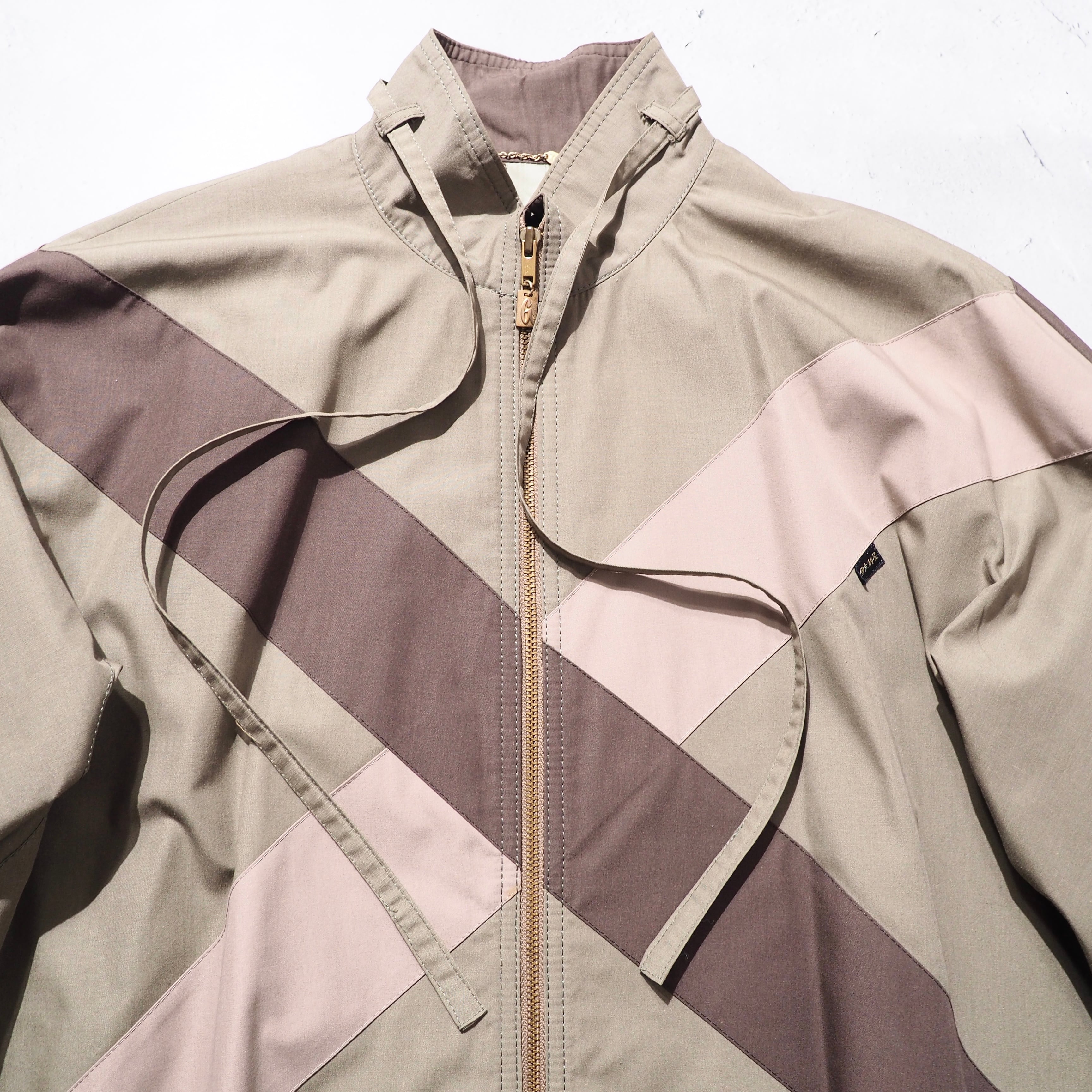 1980s " Unknown " Cross panel × Draw cord Design vintage Stand collar coat