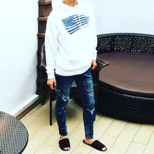 バンダナダメージ デニムパンツ インディゴ