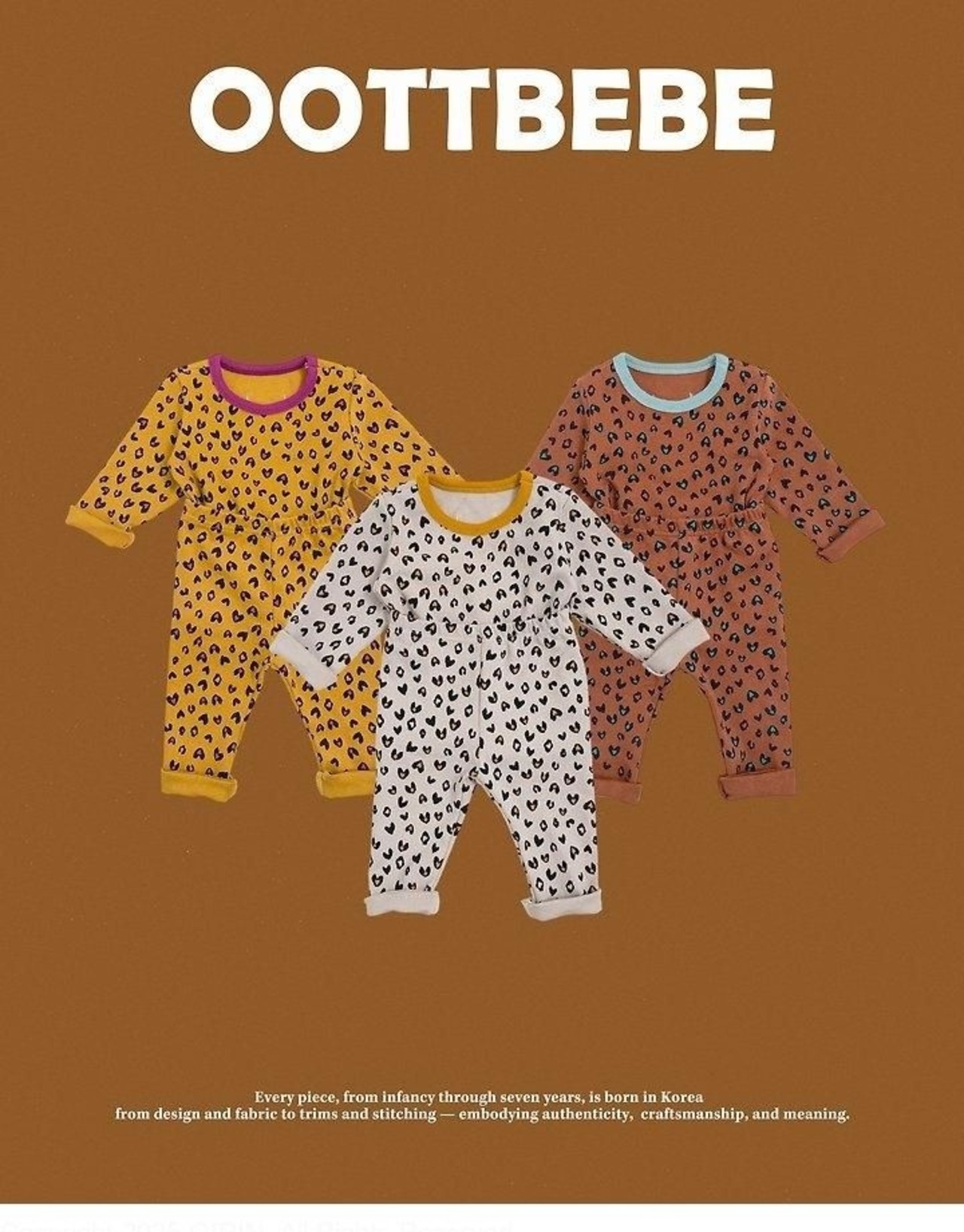韓国子供服 / 26winter / oottbebe / ハートレオパードルームウェア / ベビー&キッズ / 冬服 *XS~XL*