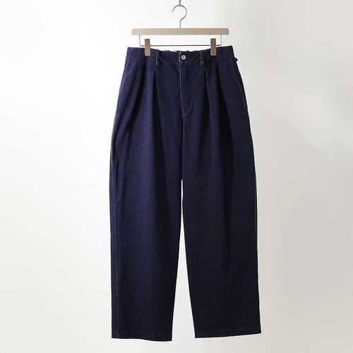CURLY&Co./KNIT DENIM 2 TUCK EZ WIDE PANTS  -INDIGO-