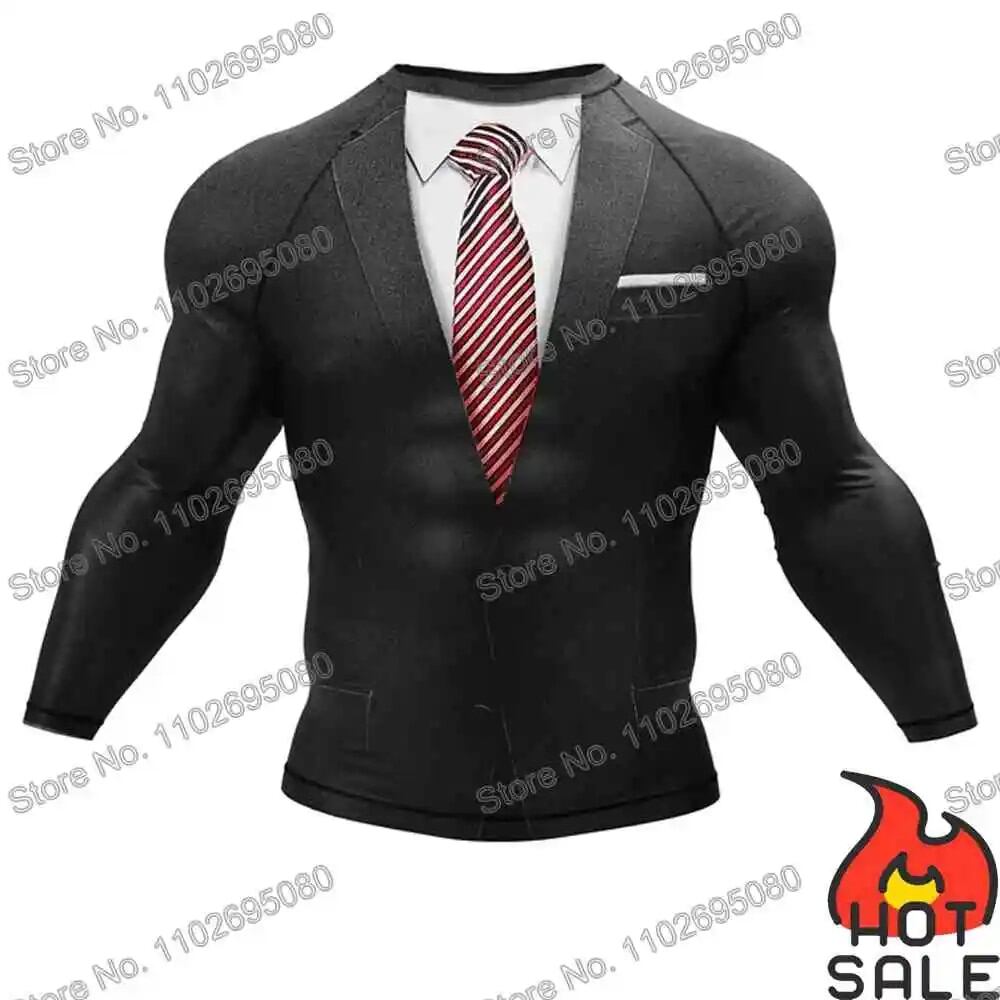 黒のタキシード ダイビング T シャツ タイト 長袖 ラッシュガード ブラジリアン柔術 MMA 水着 男性 サーフウェア ビーチフロートスーツ 女性 ジムトップス