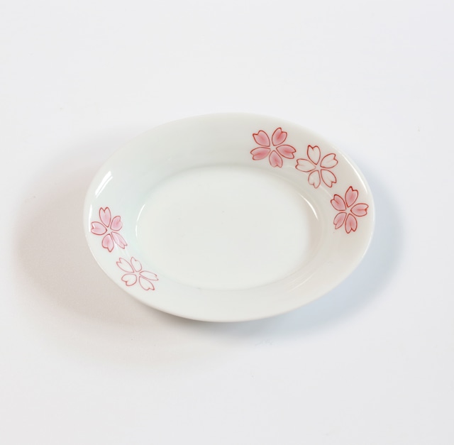 桜紋楕円小皿