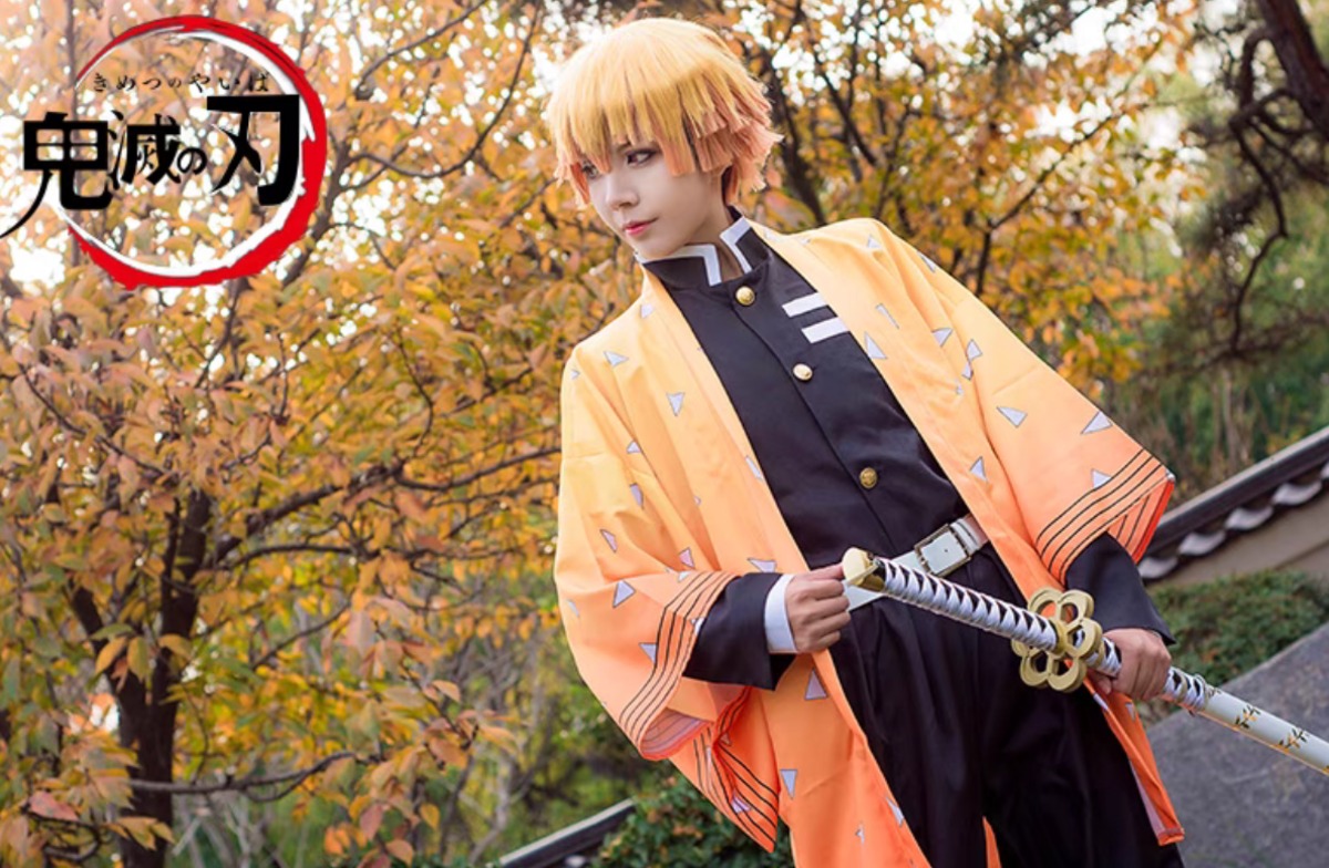 鬼滅の刃 遊郭編 我妻善逸コスプレ衣装➕ ウィッグsサイズ 鬼滅の刃 遊郭編 我妻善逸 コスプレ衣装 子供サイズ/大人サイズ