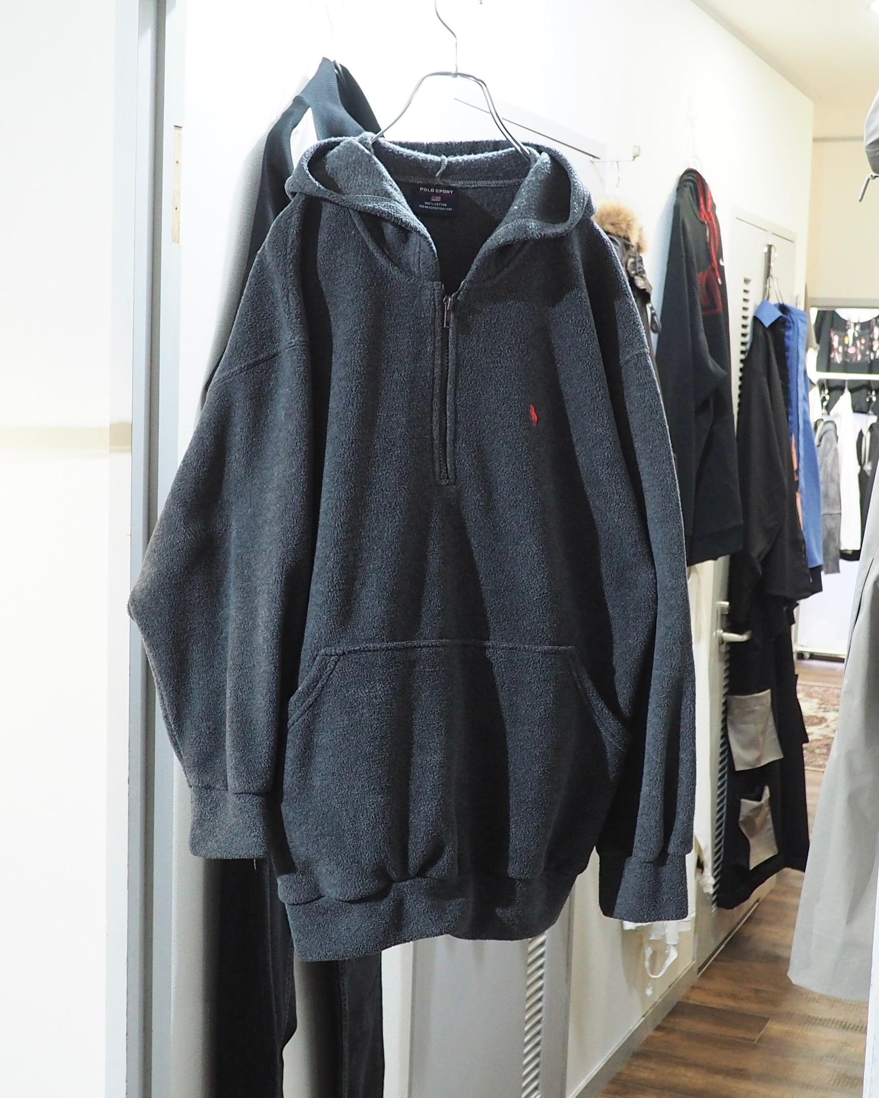 1990s " POLO SPORT - RALPH LAUREN " ” 赤ポニー ” Embroidery vintage fleece half zip Hoodie ポロスポーツ ラルフローレン ハーフジップフリースフーディ