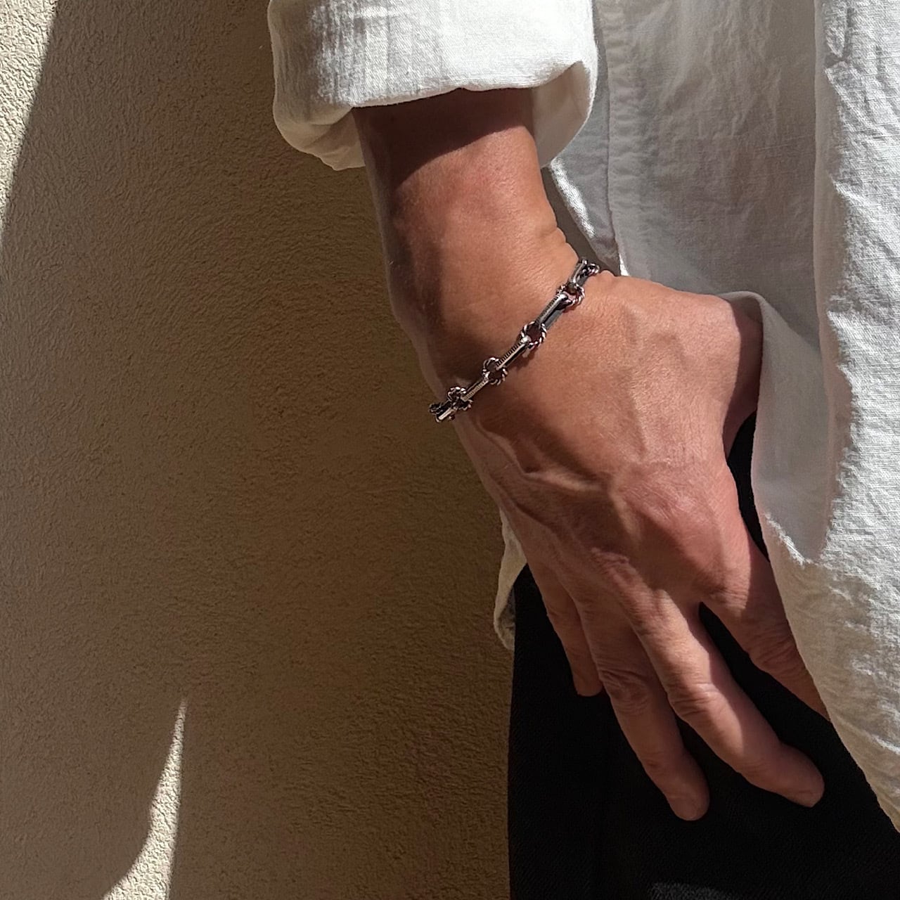 Navajo Chain Bracelet （Half Round Stamped Link） Size M ナバホ