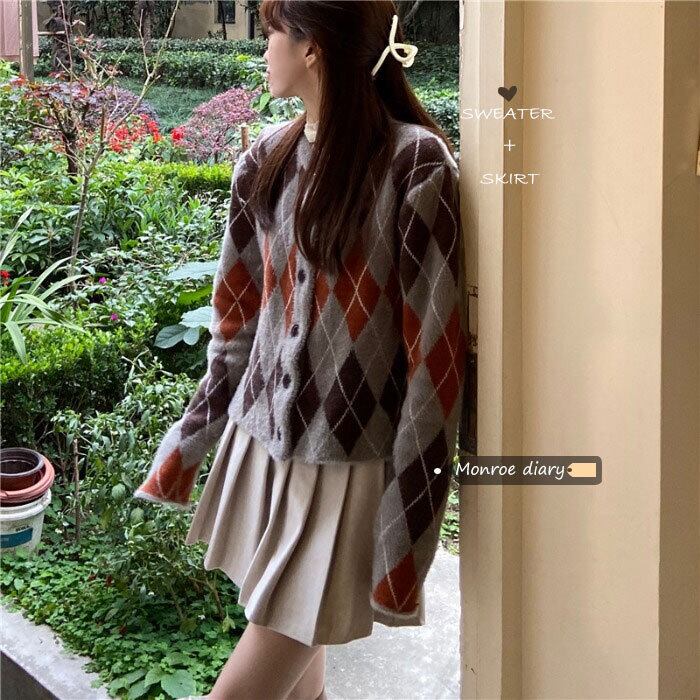 セーター ジャケット レディースルーズカーディガンスタンダードショートスタイルトップス オータムウィンター レトロ 秋物 冬物 モンロー16023922086