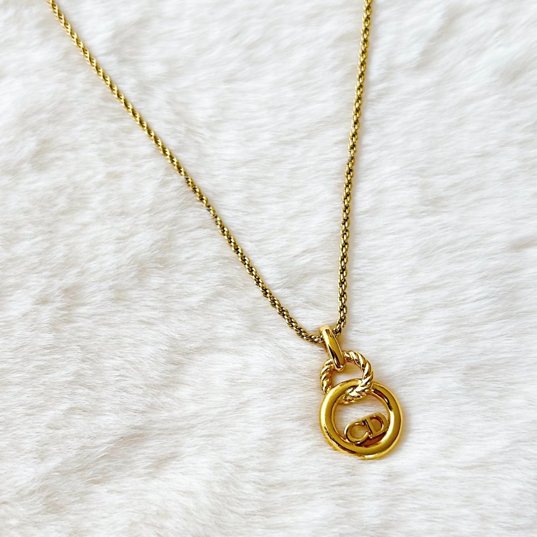 N6010】Christian Dior double circle necklace/クリスチャン