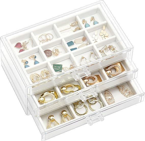 ProCase ジュエリーボックス 3層 ジュエリー収納 透明アクリル