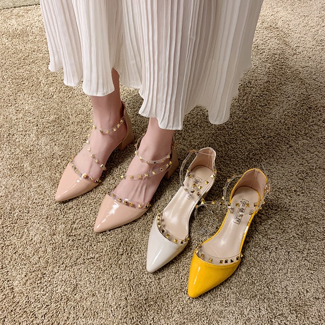 包皮透明サンダル女性の妖精スタイル2020年夏の野生のハイヒールの厚いヒールと純赤の女性の靴 部族の婦人靴3224669