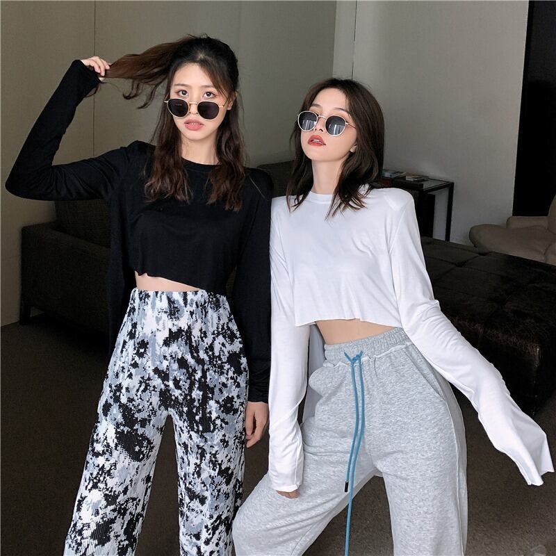 スプリングTシャツ シャツ ホワイトショートトップス ロング 春物 YY-ファッション47512952472