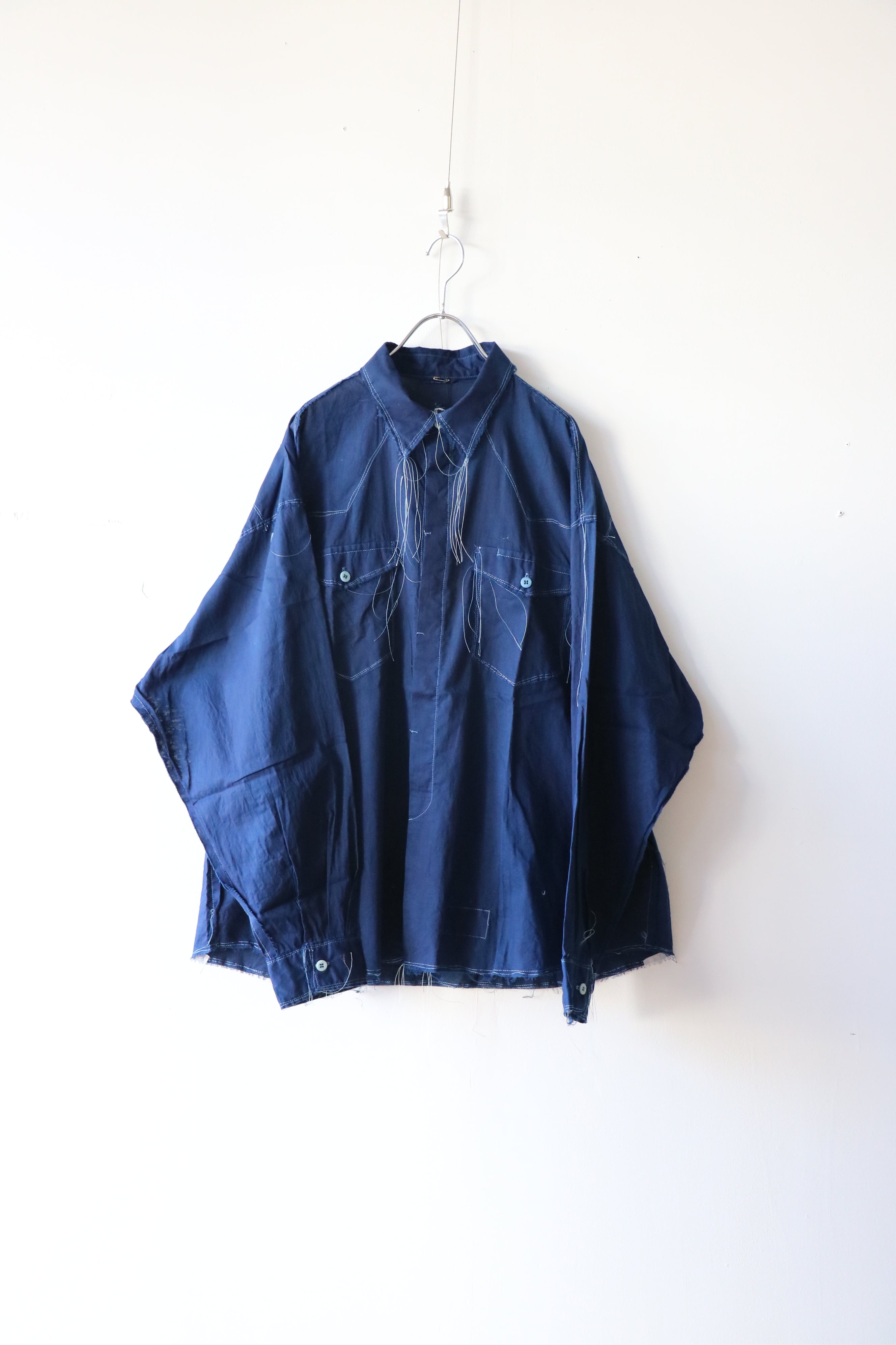 LQUAETET - JAPANESE HAND-DYE 70s COLLAR CRAFTSMAN SHIRT - / 25AW-LS-008 / エルカルテット 藍染 クラフトマンシャツ