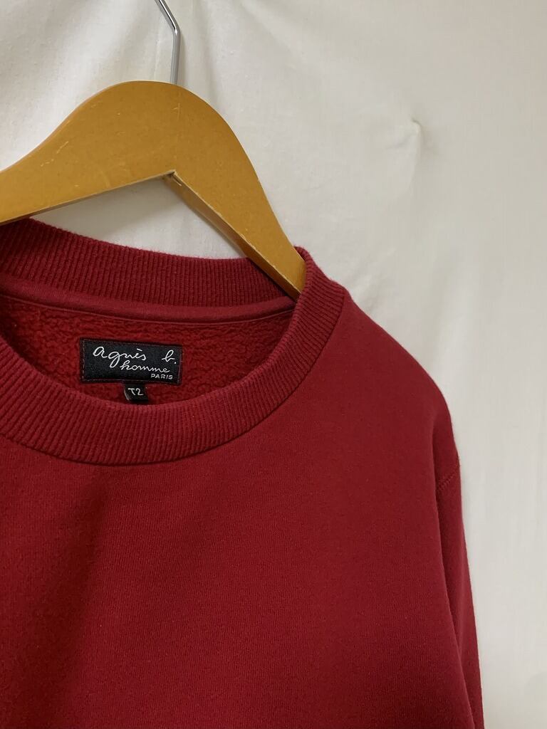 Solid Color Design Crew Neck Sweat Shirt "agnès b."