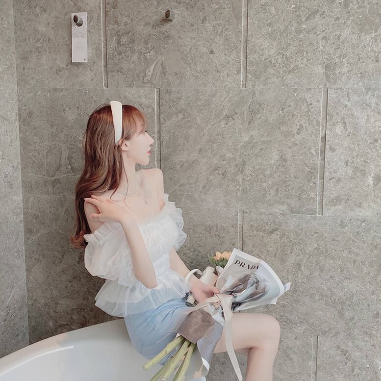 ブラウス トップス オフショルチュールシャーリングトップス