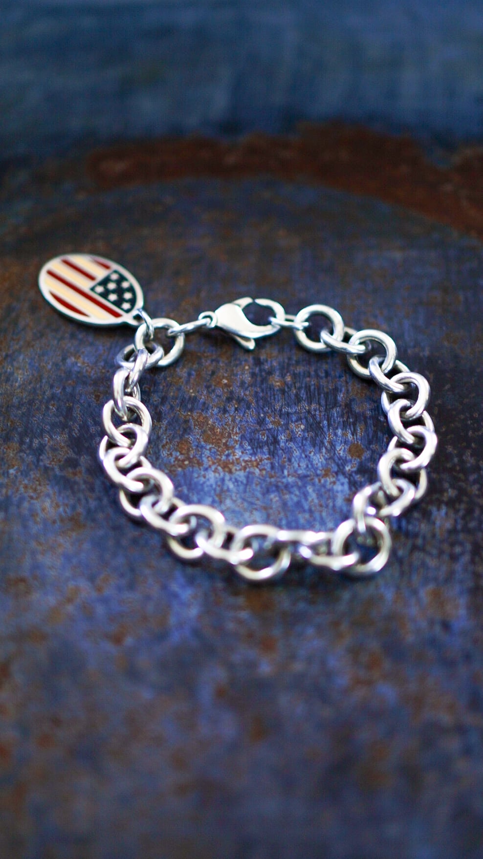 【2001】TIFFANY&Co. ティファニー 星条旗チャーム ブレスレット 《シルバー925 アメリカ国旗》