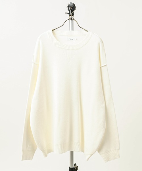ATELANE Acrylic/Cotton Double Jacquard Sweatshirt-Style Crew Neck (OFF) 26A-21011