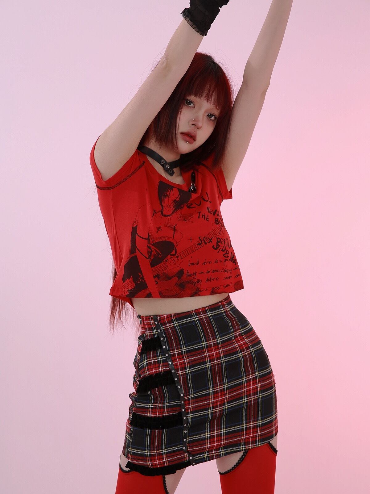 スカート チェック 赤 ピンク セクシー ダンス 可愛い 原宿 イギリス