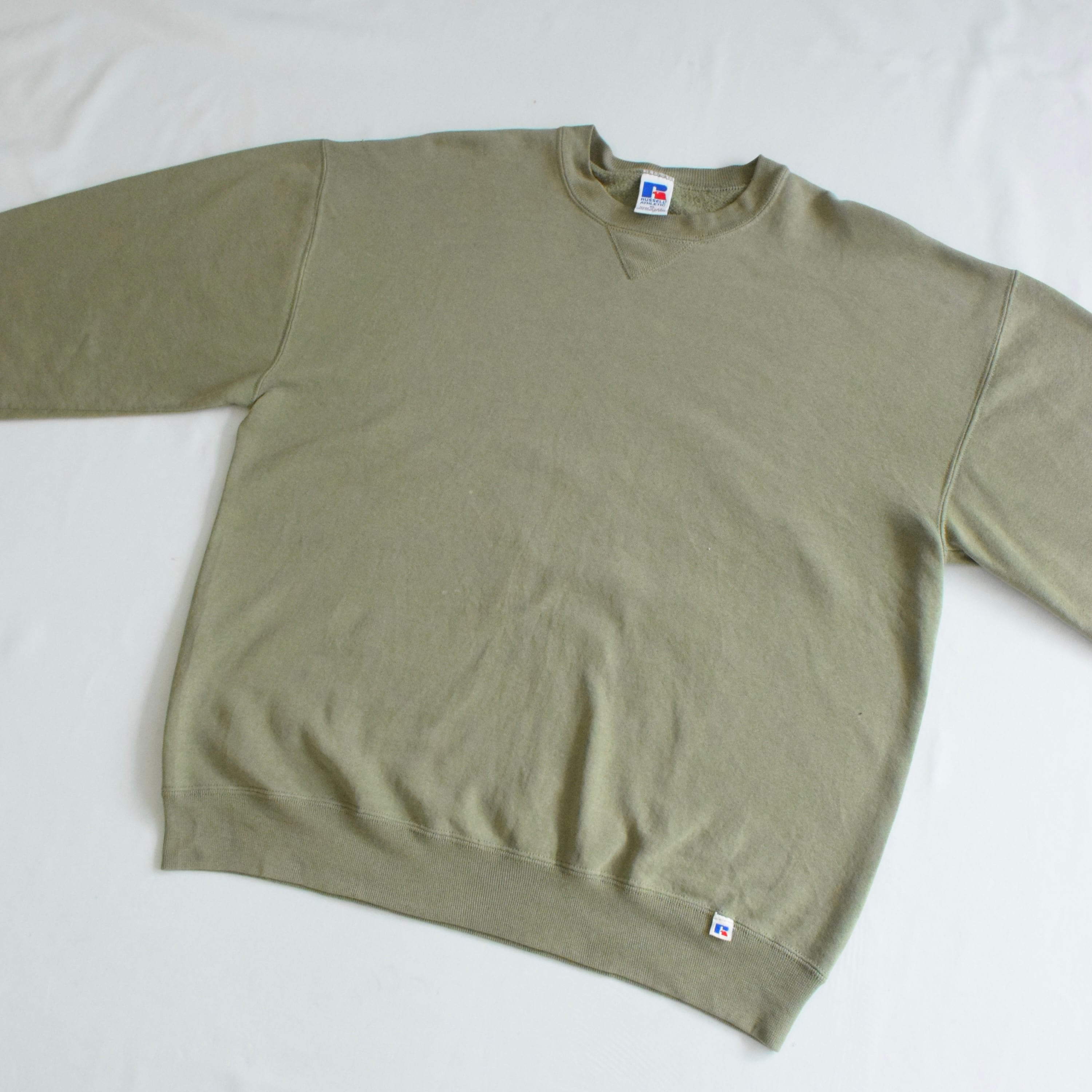 ラッセルアスレチック USA製 無地スウェット ターコイズ L 状態良好 古着 90's USA製 RUSSELL ATHLETIC スウェット メンズXL 薄グリーン 無地