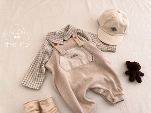 【valu bebe】ワッフルサロペット オートミール 70〜80cm