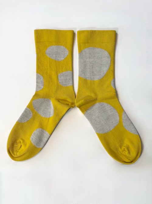 yahae・Organic Cotton Rubber Free Natural Dot Socks・Yelllow　4-4035-22