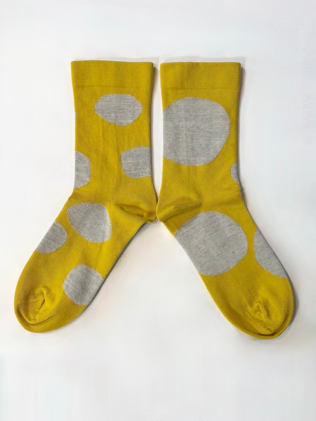 yahae・Organic Cotton Rubber Free Natural Dot Socks・Yelllow　4-4035-22