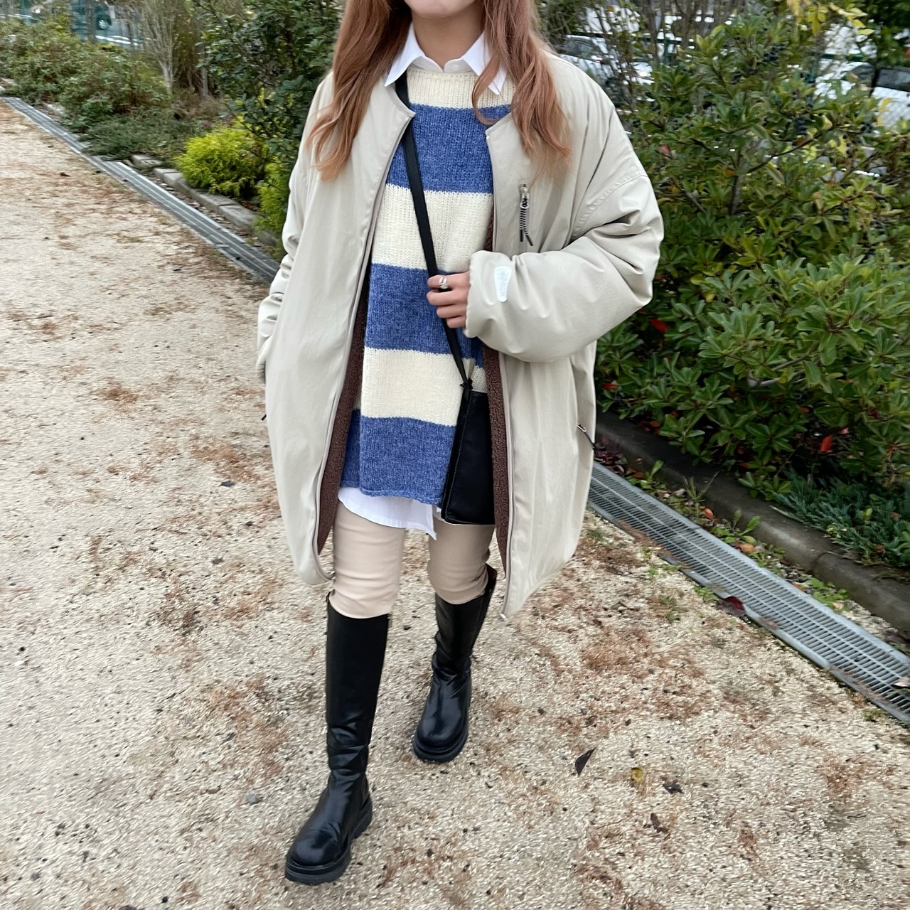2way多機能ソフトリバーシブルボアouterlongホワイト×ブラウン