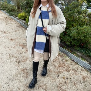 2way多機能ソフトリバーシブルボアouterlongホワイト×ブラウン