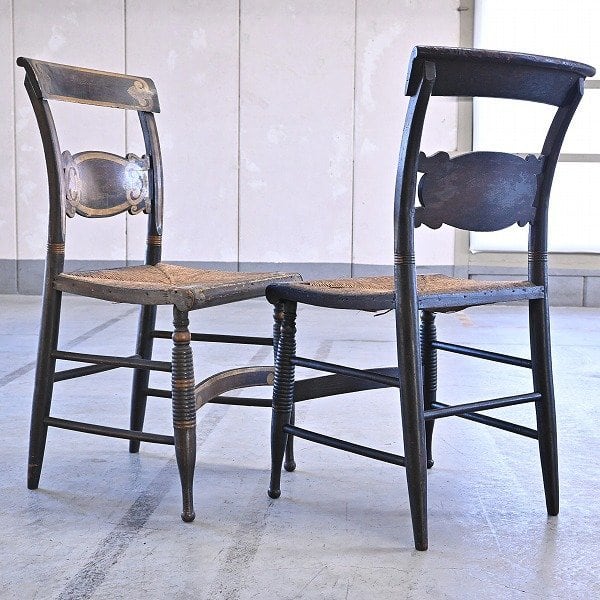 イタリア アンティーク 木製 キッズチェア イエロー シャビーシック