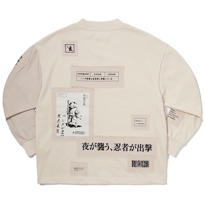 SALE 送料無料【HIPANDA ハイパンダ】レディース クルーネック スウェット トレーナー WOMEN’S NINJA JAPANESE LETTER BIG SIZE CREW NECK SWEAT SHIRT / BEIGE・BLACK