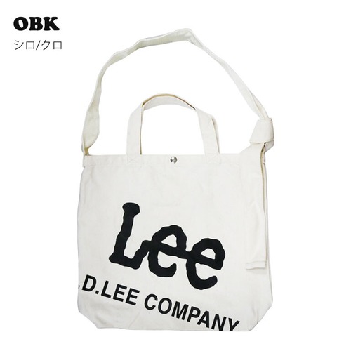 Lee トートバッグ 2WAY キャンバス A4対応 ショルダー付き ロゴ入り 通学 通勤 男女兼用 ユニセックス 白