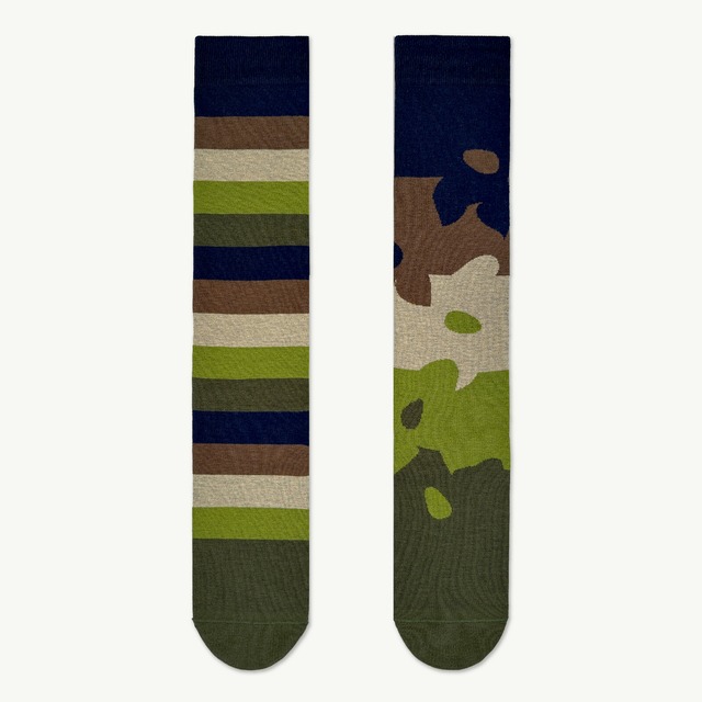 【2nd PALETTE】アート ハイソックス〈 matcha_border 〉｜ 日本製