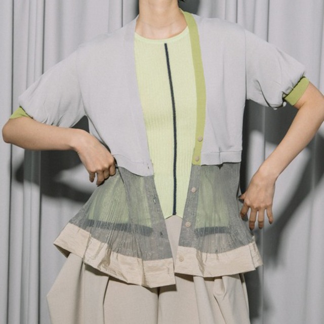 【MARECHALTERRE】Pleated Kint Cardigan