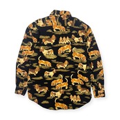 Karl Helmut カールヘルム ドッグデザイン 総柄 BD 長袖シャツ L/ブラック