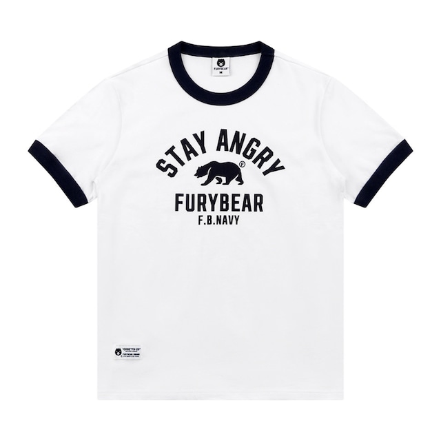 カレッジロゴ ベアプリント リンガーTシャツ　4色　L0603