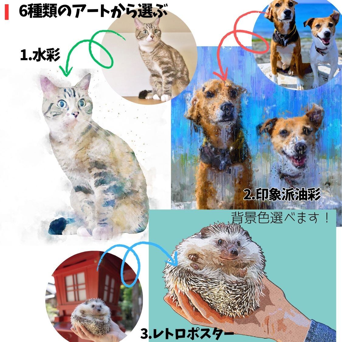 6種のアートから選ぶ】 うちの子をポスターに ペット ☆オーダーメイド