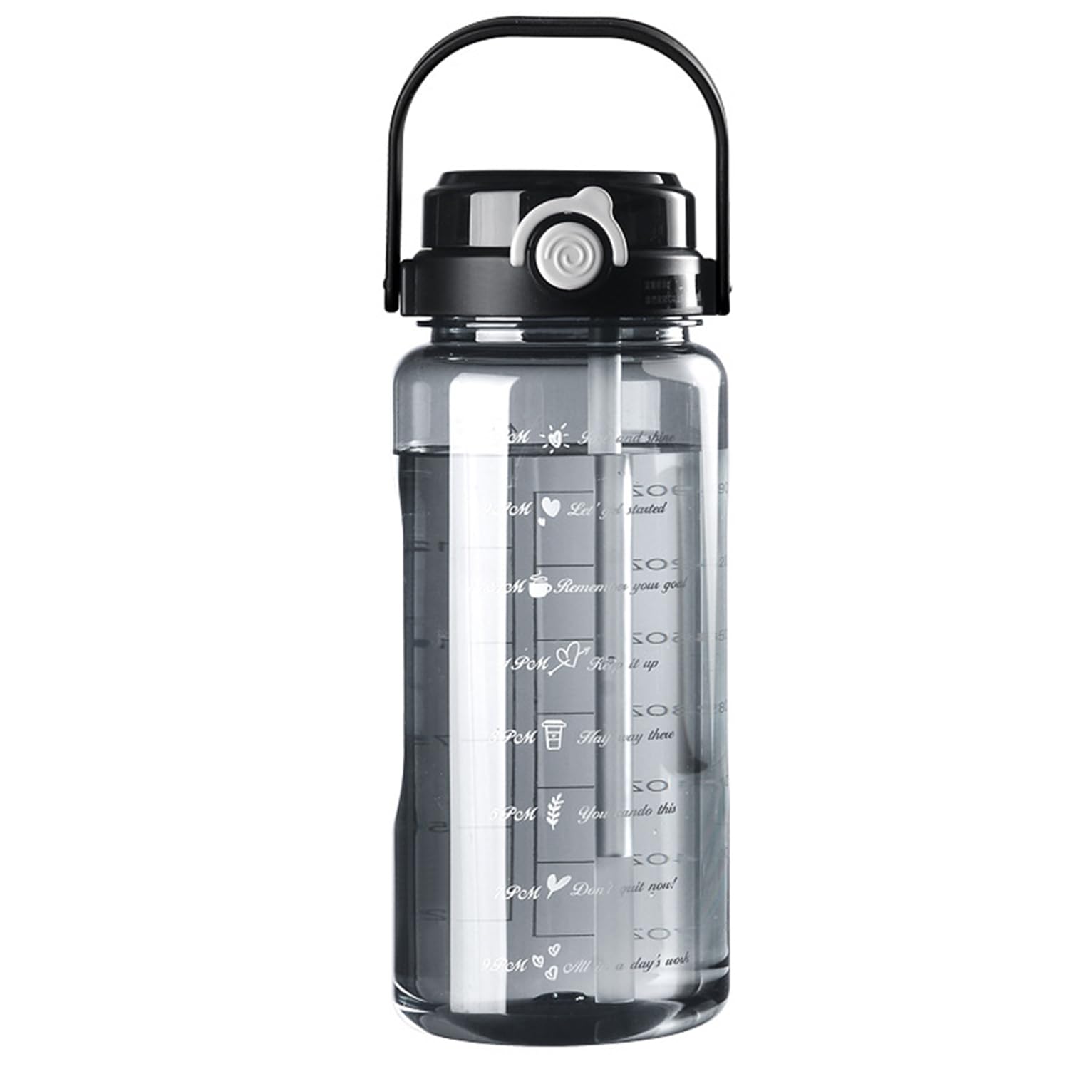 1500ml、2000ml ボトル 水筒 大容量 ポータブルストロースポーツウォーターボトル 2WAY わら付き 水位目盛付き BPAフリー プラスチックウォーターボトル 大人 子ども アウトドア スポーツ 登山用 キャンプ ランニング ジム 自転車(black,1500ML)