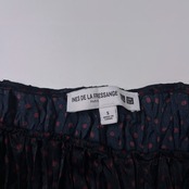 UNIQLO INES DE LA FRESSANGE ユニクロ ドット柄 プリーツ フレンチスリーブ フレアワンピース ロング丈 S/ネイビー