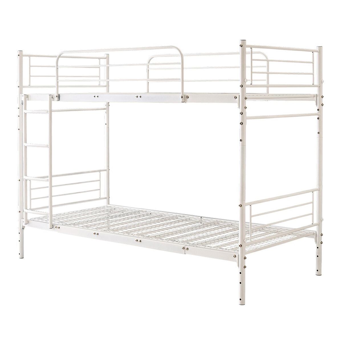 並べて連結もできる パイプ 2段ベッド 連結してキングベッド ブラック ホワイト