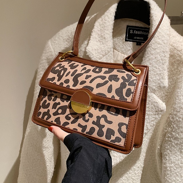 レオパードプリント柄オータムウィンター 秋物 冬物 スクウェア ハンドバッグ メッセンジャーバッグ Tiancai_Wing_Bag20850546347