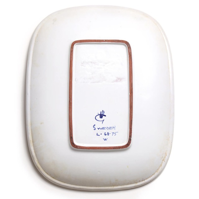 Gustavsberg グスタフスベリ Fajans ファイアンス 黄色い長方形皿 北欧ヴィンテージ