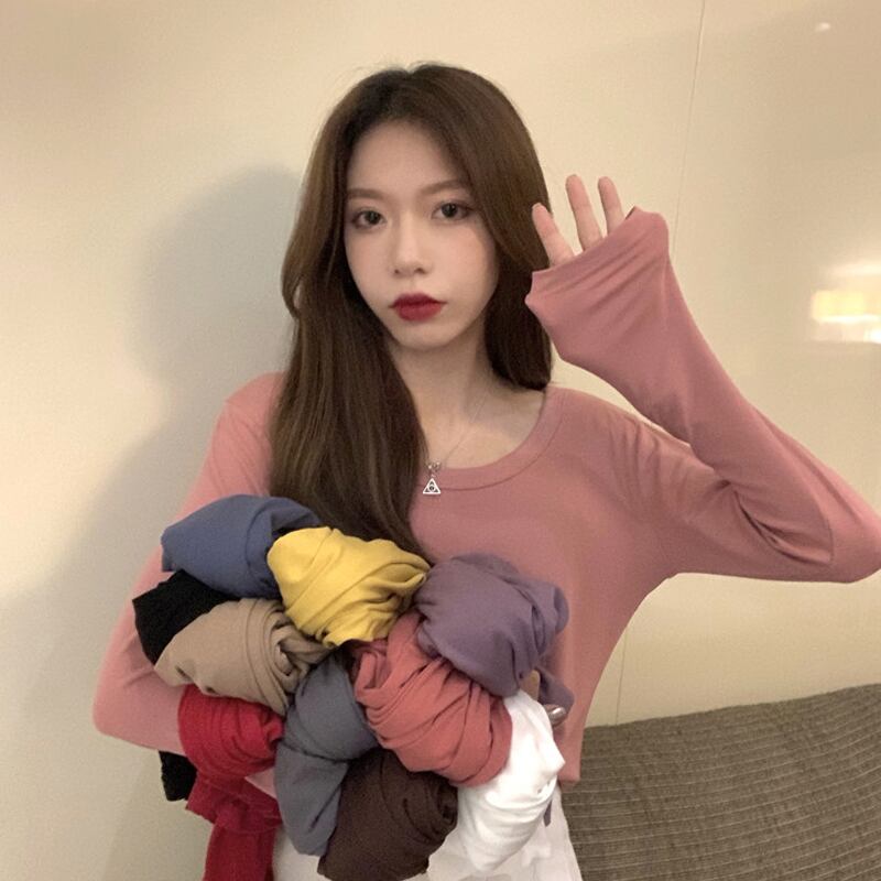 Vネックスリムシャツ トップス スプリングルーズカジュアルプルオーバー Tシャツ レディース ロング 春物 スーパーモール89289442314