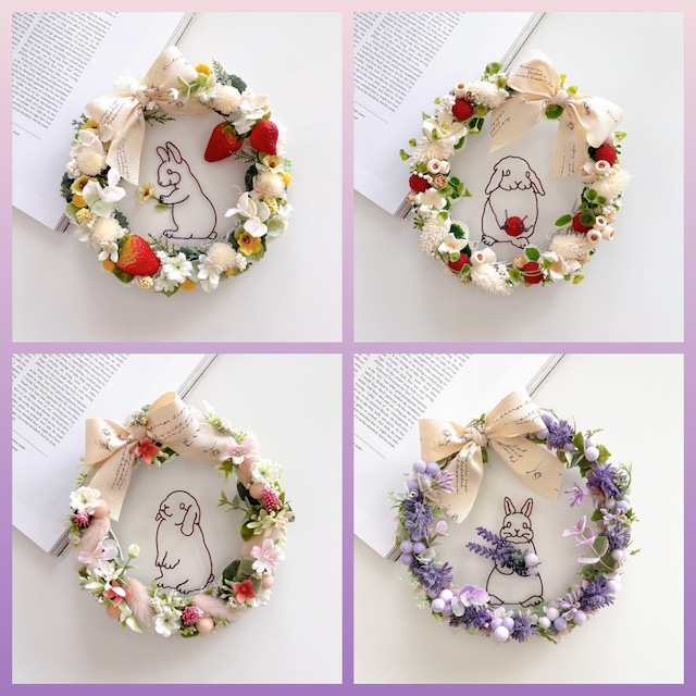 CHIKA WIRE リボンリース うさぎ