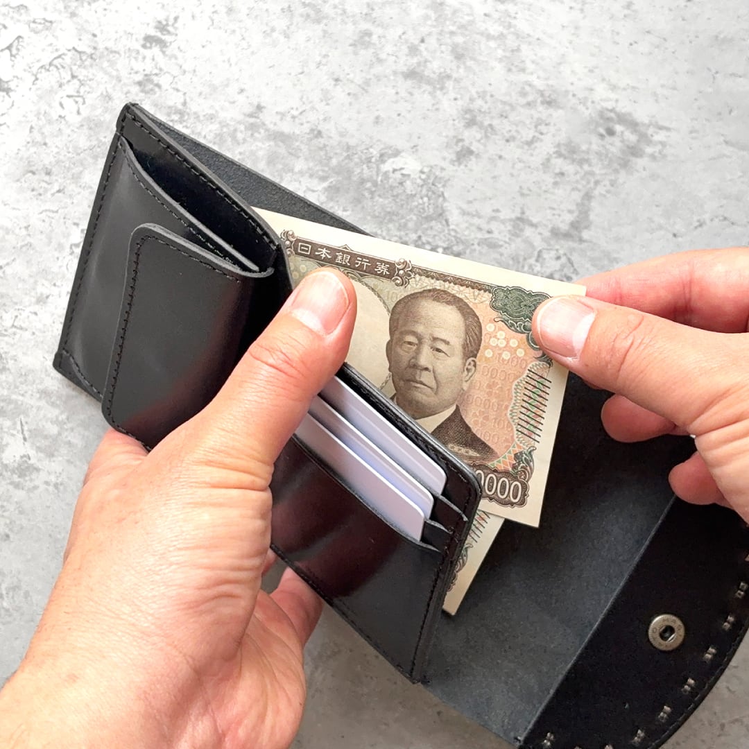 栃木レザー スタッズ 三つ折り財布 日本製 Made in Japan [スタッズ 栃木レザー スタッズ 三つ折り財布 日本製 Made in Japan [スタッズ