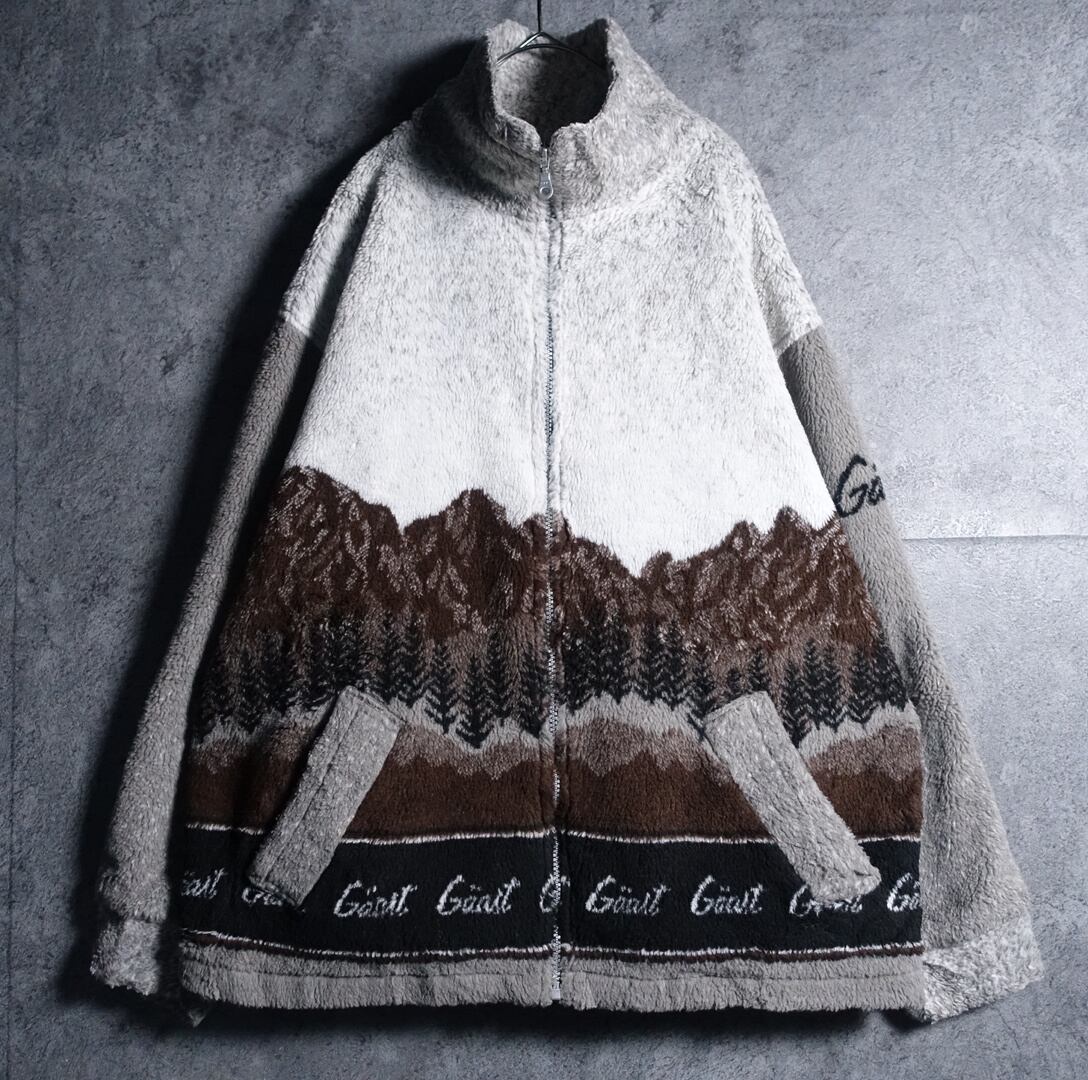 Multicolor Landscape Design Fleece Jacket