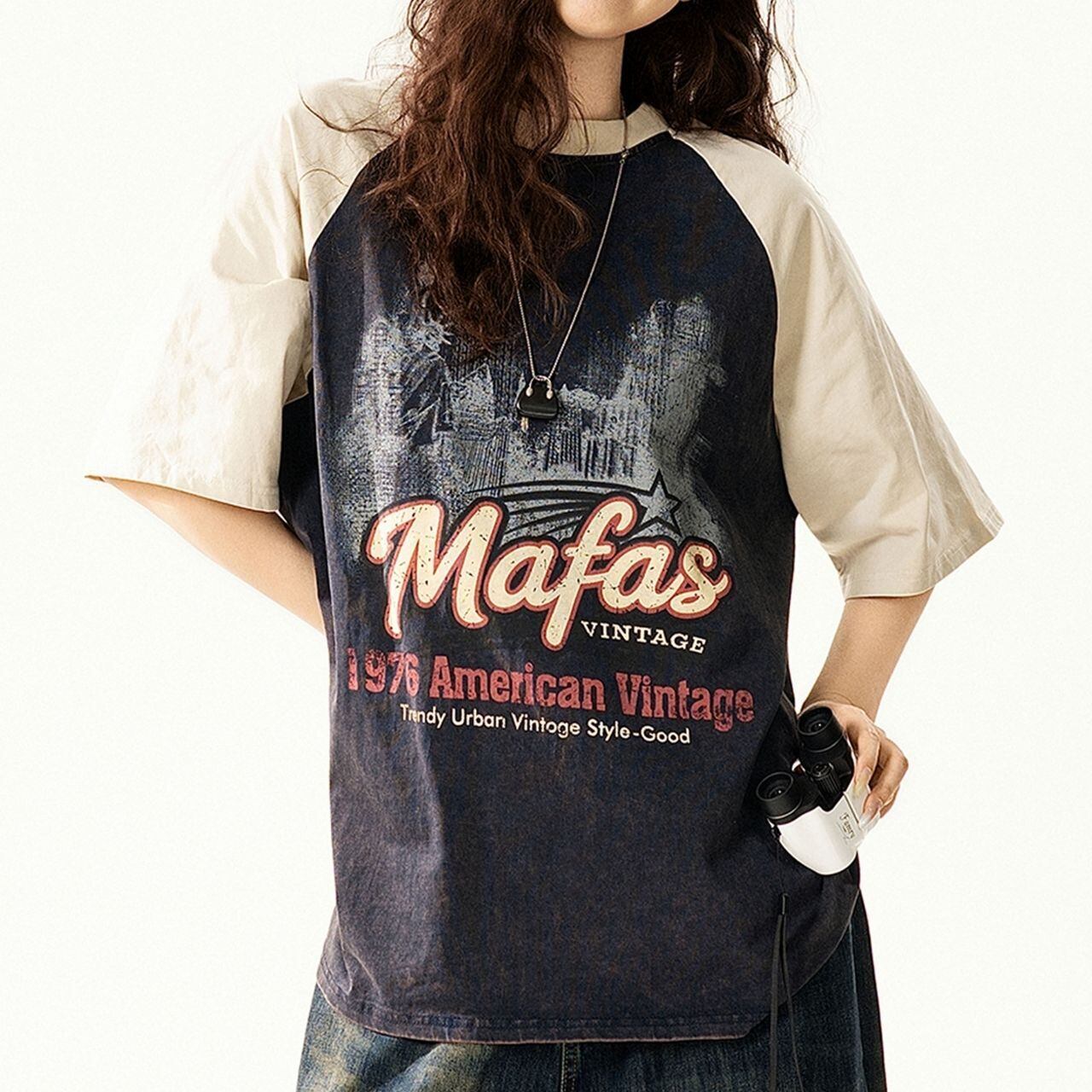 ヴィンテージライクレタリングラグランTシャツ 2col R02318