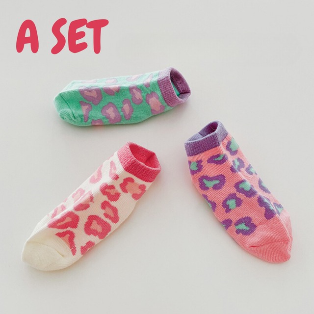 【即納】アニマル柄のくるぶしソックス 3足セット