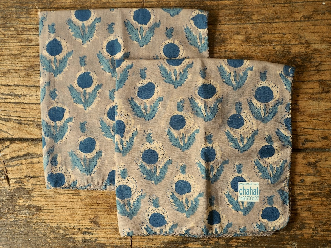 156ri049 Block Print Handkerchief b83