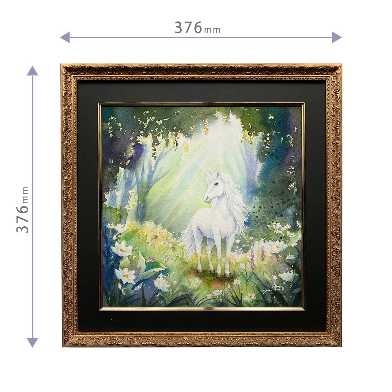 原画 『 ユニコーン ～光の森～ 』 水彩画 ユニコーンの絵 | 幸せの