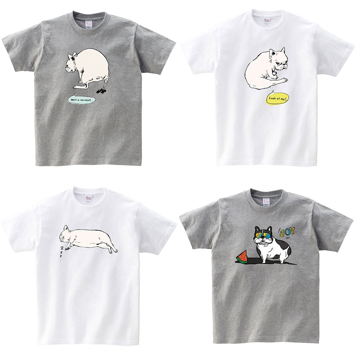 選べるデザイン フレンチブルドッグ dog76 ブヒ フレブル 半袖・長袖  ユニーク イラスト