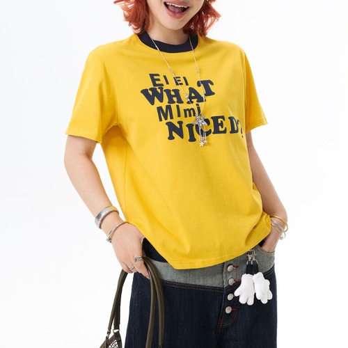 yellow logo ringer short-sleeve tee　イエローロゴリンガー半袖ティー　J1897