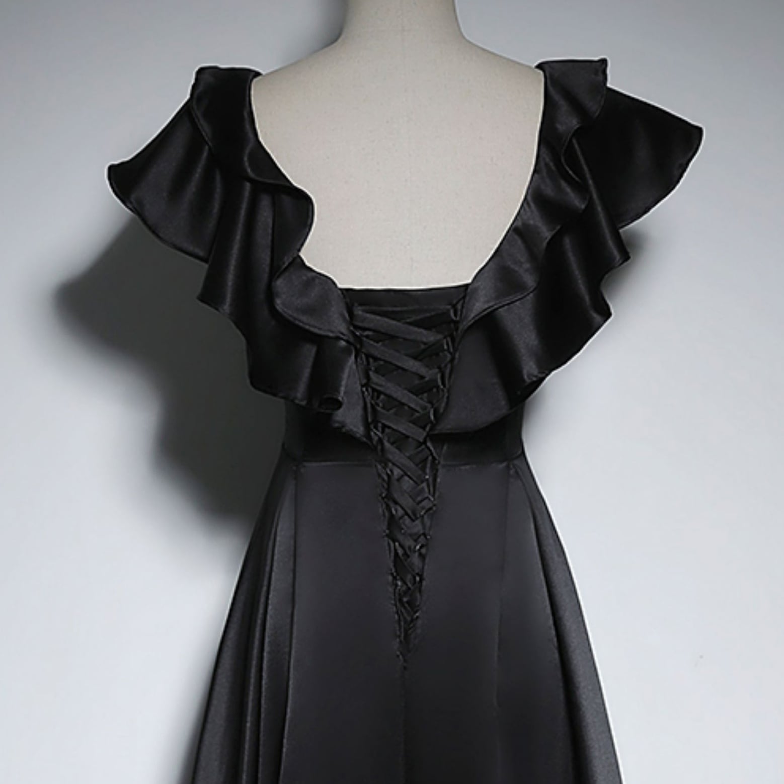 VネックシンプルフリルロングドレスD1191 | 演奏会・ステージ